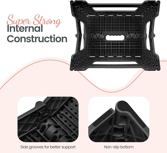 Delxo Folding Step Stool 9 Inch Non-Slip Foldable Stools Up to 300 LBS Kitchen - Image 6