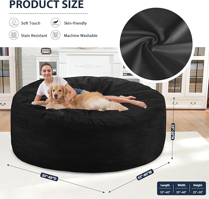 6FT Bean Bag Chair, Large Bean Bag Chairs - Image 3