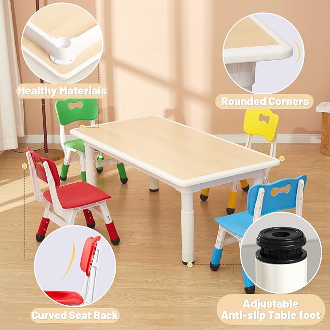 FUNLIO Kids Table and 4 Chairs Set - Image 5