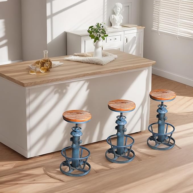 Retro Bar Stool Industrial Swivel Counter Stools - Image 2