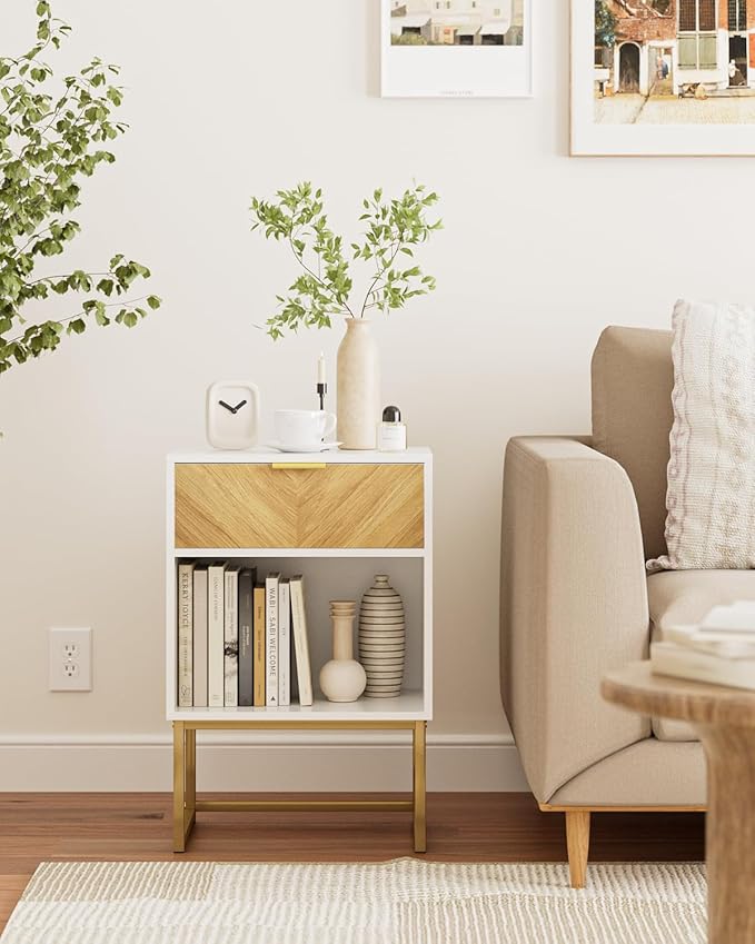 Nightstand, Boho Night Stand Wood Farmhouse Bedside Table - Image 6