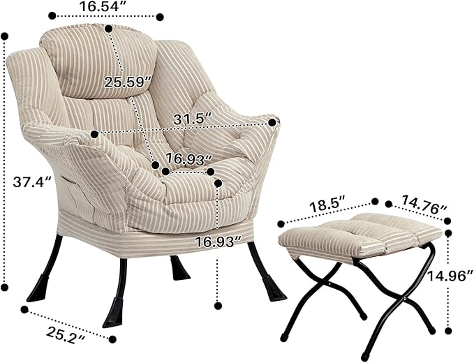 HollyHOME Fabric Lazy Chair - Image 3