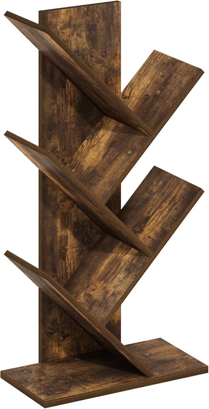 Furinno Tree Bookshelf 5-Tier Floor Standing Tree Bookcase, Amber Pine - Image 4