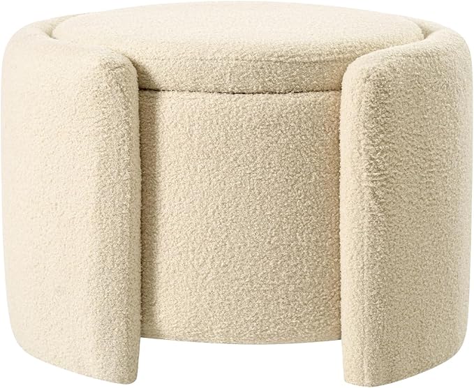 Furniliving Upholstered Button Tufted Round Ottoman, Ottoman - Image 8