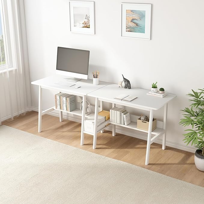 2-Person Writing Desk with Bookshelf - Image 7