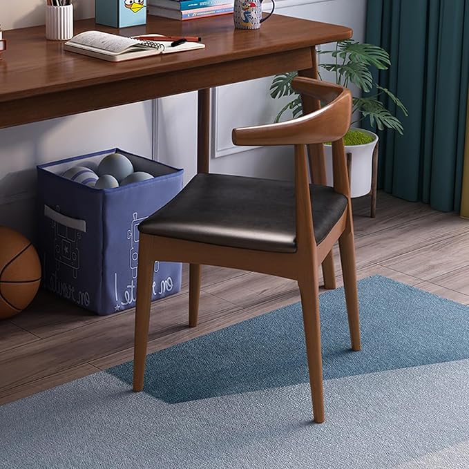 Solid Wood Dining Chair with Walnut Finish Mid Century Modern Upholstered PU - Image 8