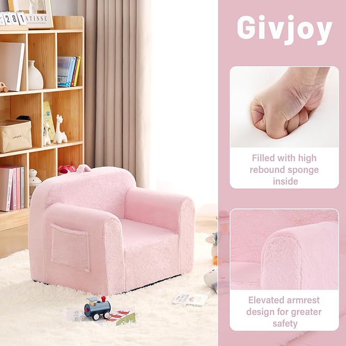 Toddler Chair Plush Kids Couch, Comfy Kids Sofa Toddler Lounger Chair - Image 6