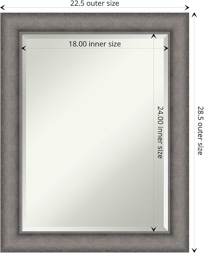 Amanti Art Grey Wall Mirror 29x23 Burnished Concrete Rectangle Bathroom Mirror - Image 4