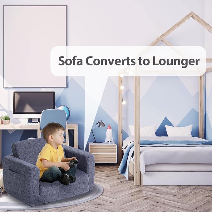 Tiita Kids Sofa, 2-in-1 Kid Chairs, Convertible Children Couch to Lounger - Image 7