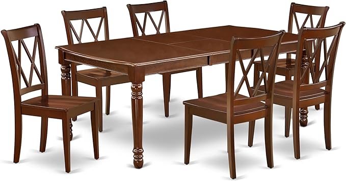 East West Furniture DOCL7-MAH-W 7 Piece Dining Table Set Consist of a Rectangle by EastWestFurniture