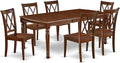East West Furniture DOCL7-MAH-W 7 Piece Dining Table Set Consist of a Rectangle by EastWestFurniture