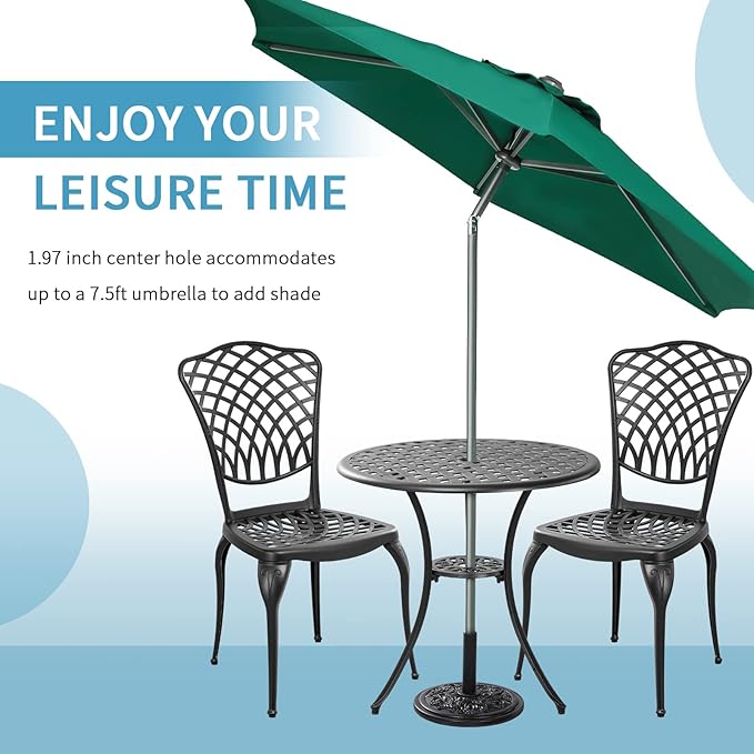3 Piece Bistro Table Set Anti-Rust Outdoor Bistro Set Cast Alumiunm Patio Table - Image 2