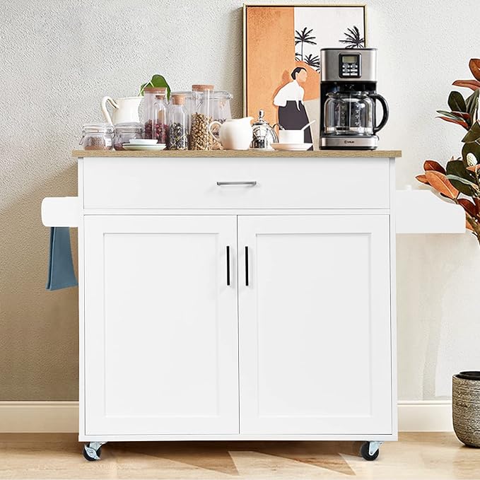 COSTWAY Kitchen Island On Wheels, Rolling Storage Trolley Cart - Image 9