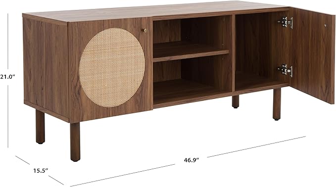 SAFAVIEH Ophelia TV Stand for up to 55" Flatscreen – Walnut, 2 Doors - Image 2