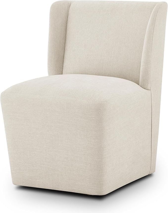 Upholstered Dining Chair with Casters Wingback Modern Side Armless Deskchair by Kislot