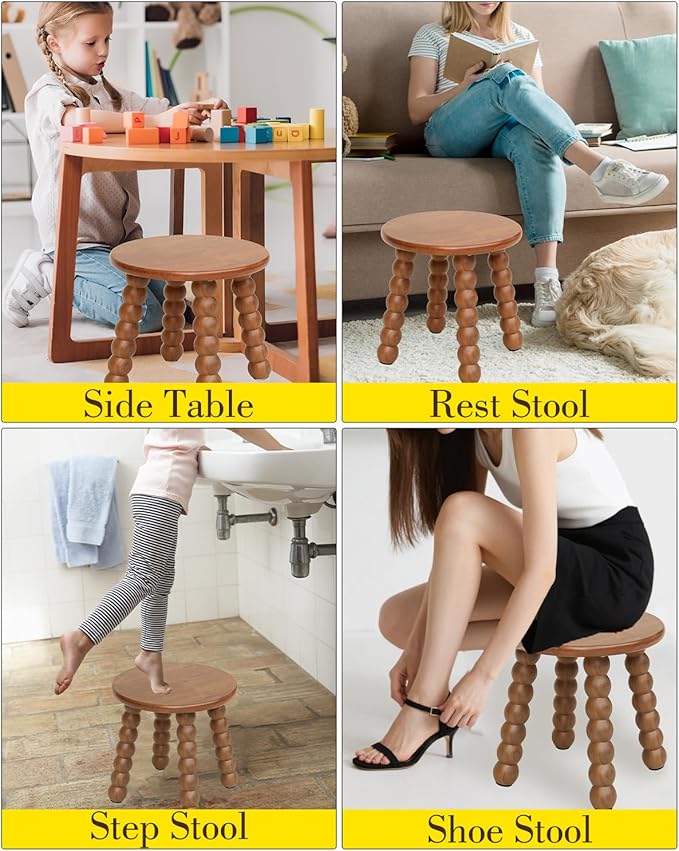 Masupu Solid Wooden Step Stool for Adults Kids, 11 inch Small Foot Stool - Image 7