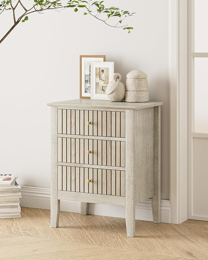 Night Stand, Fluted Nightstand Bedside Tall Farmhouse Nightstand - Image 7