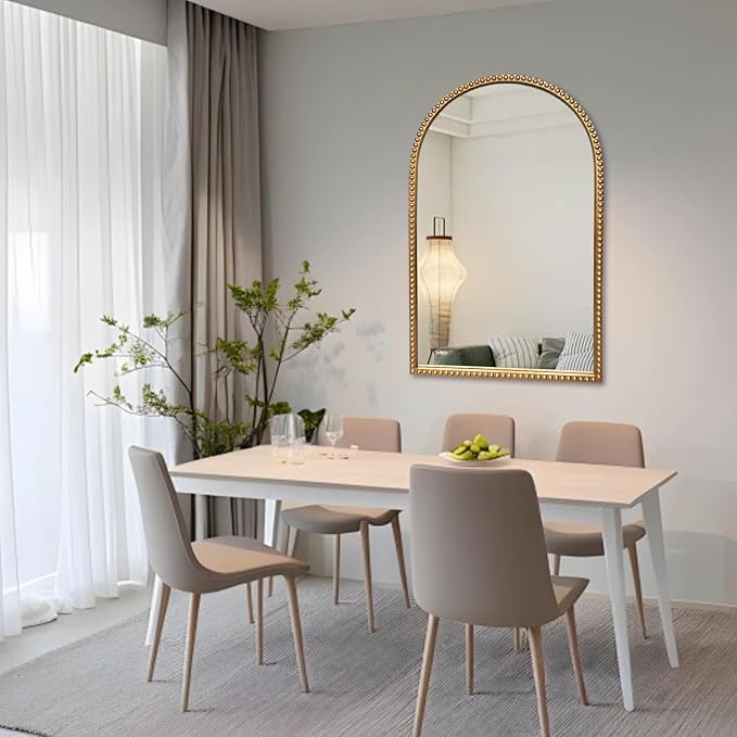 Traditional Wall Mirror Vintage Gold, Arched Vertical Mirrors - Image 7