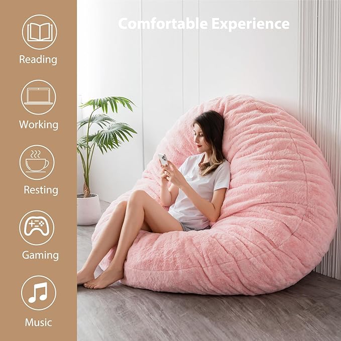 BYBYME 3 in 1 Bean Bag Chair, Convertible Chair Folds from Bean Bag to Lounger - Image 7