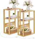 3 Tier Small Narrow Bamboo Side Table Set of 2 by YUFAM