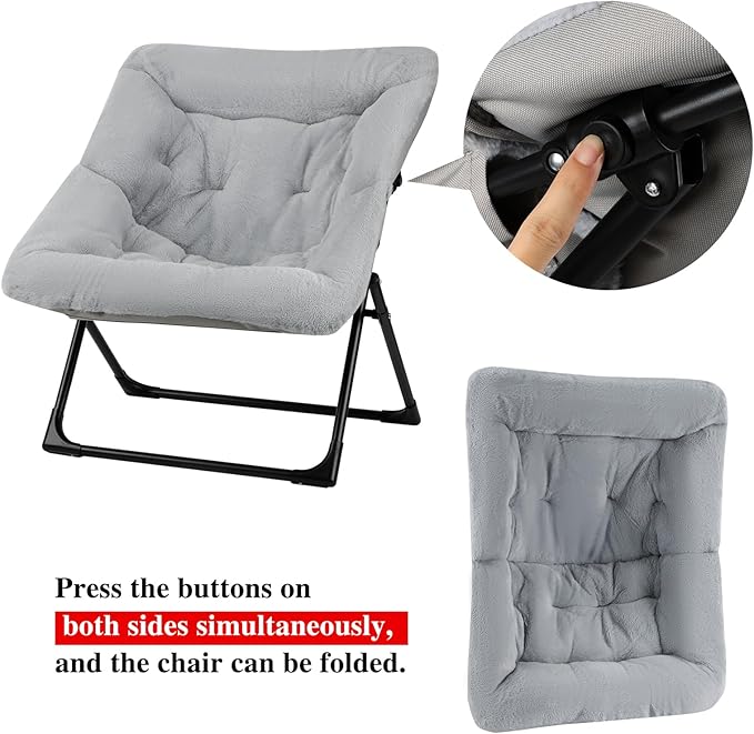 Comfy Saucer Chair for Adults, Soft Faux Fur Bedroom Chair - Image 9