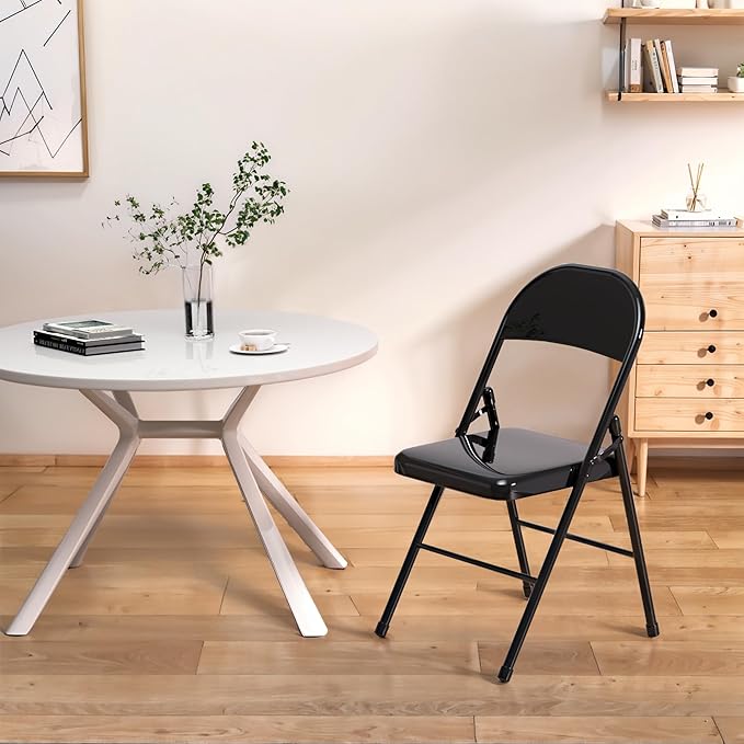 VECELO Metal Folding Chairs 4 Pack, Double Hinged Steel Frame Easy - Image 6