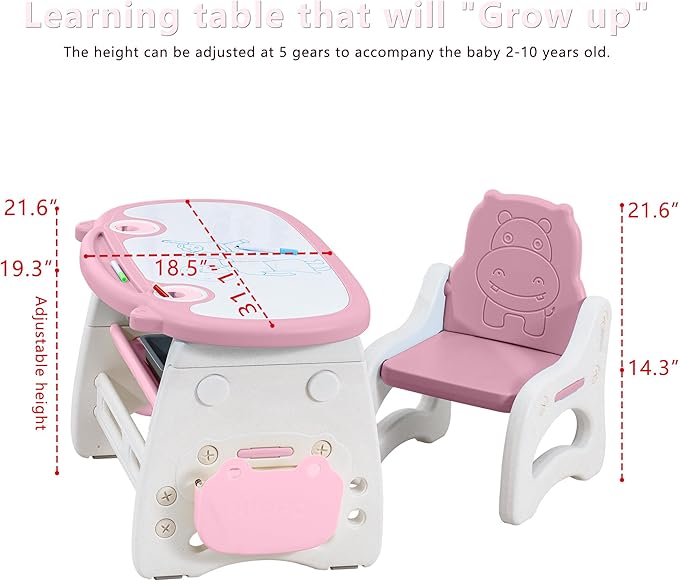 Kids Table and Chair Set The Table Can Be Graffiti and The Height Can Be Raised - Image 2