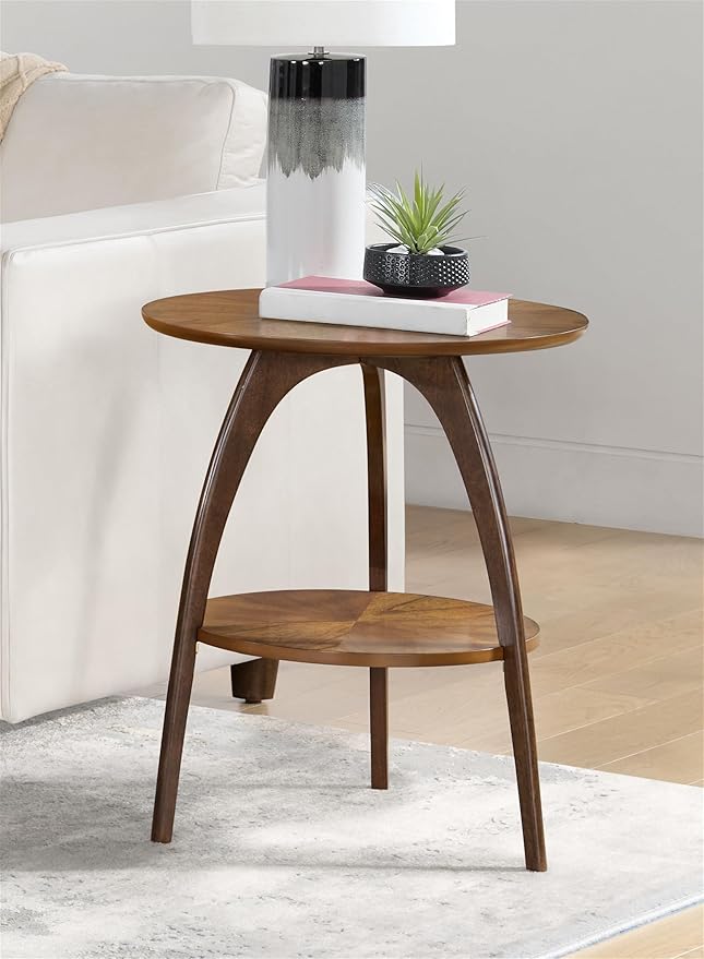 Martin Svensson Home LAX Two-Tone 20-Inch Caramel Brown Round Wood End Side by MartinSvenssonHome