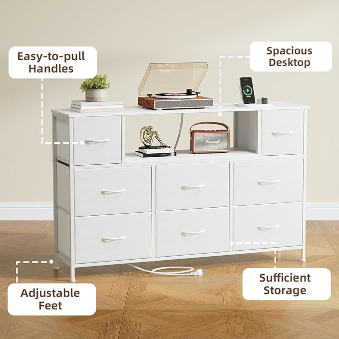 Somdot White TV Stand, Dresser for Bedroom for 55 inch TV - Image 7