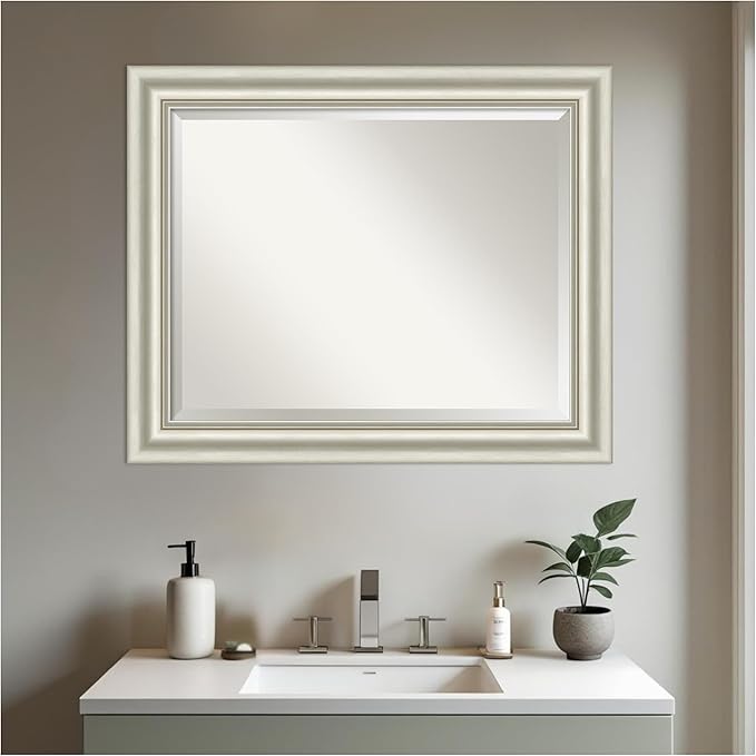 Amanti Art Bathroom Mirror for Over Sink, 28x34 Sophia Silver Rectangle Vanity - Image 5