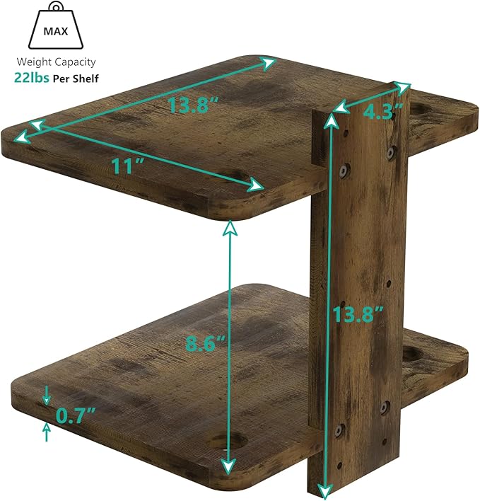 WALI Projector Mount Floating TV Shelf, Holds Up to 22lbs, Wooden Wall Mounted - Image 3