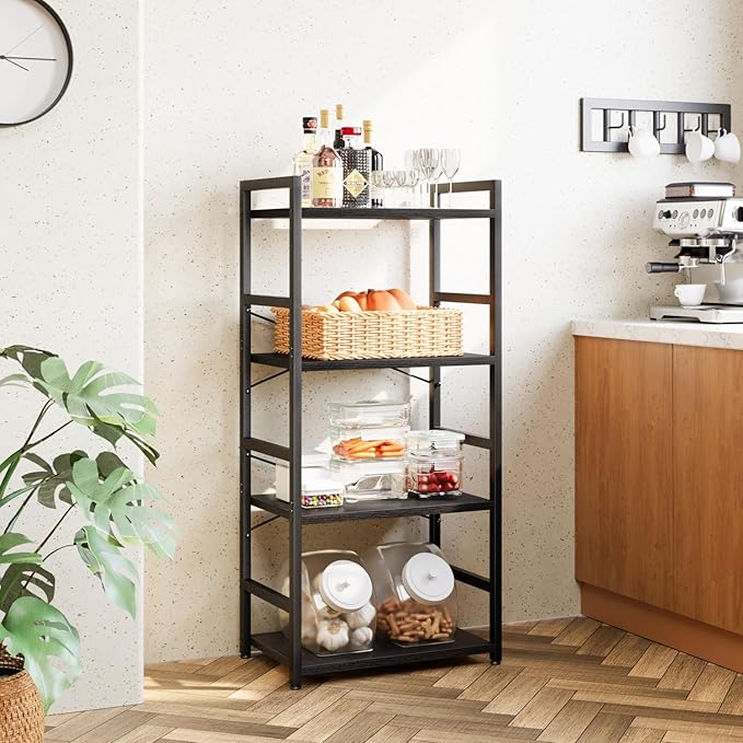 NUMENN 4 Tier Small Bookshelf, Industrial Bookcase Shelf Storage Organizer - Image 4