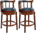 Cow top Leather Wooden Bar Stools, 360 Degree Swivel Bar Height Chair by AULIFE