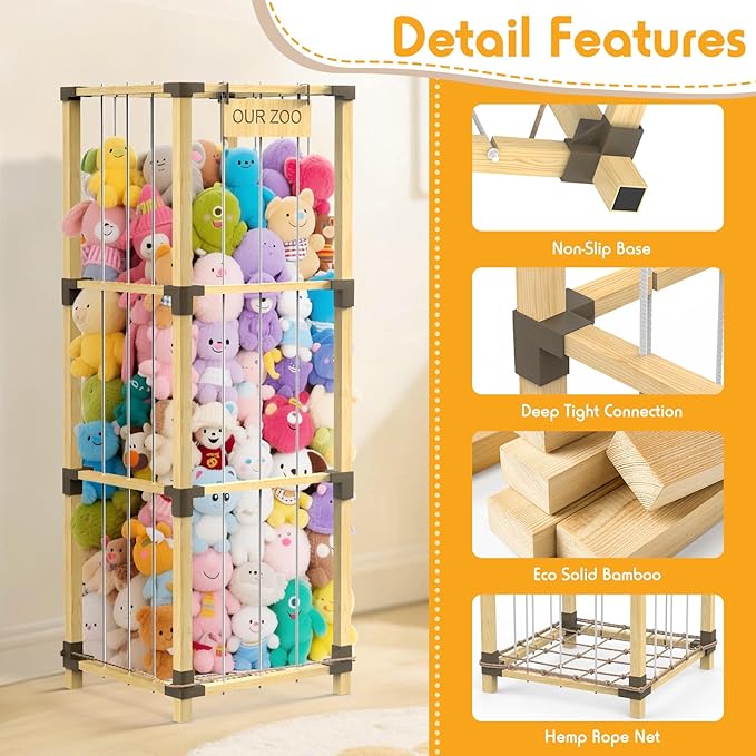 200L Stuffed Animal Zoo Storage, 3-Tier Extra Large Stuffed Animal Holder - Image 6