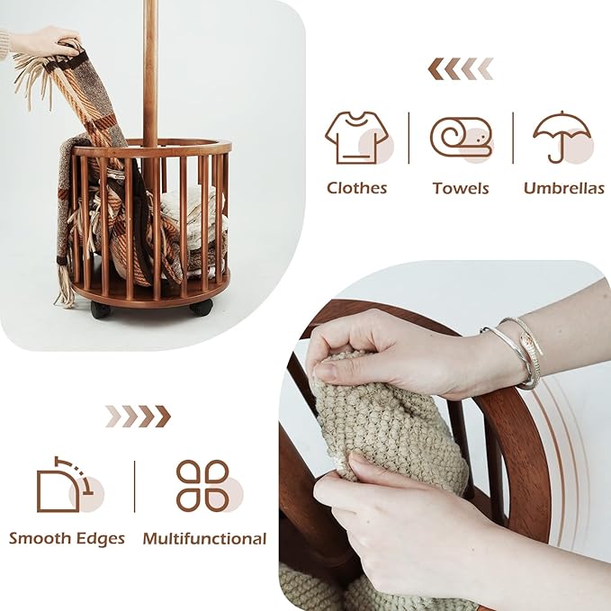 CozyDH Solid Wood Coat Rack Freestanding - Image 4
