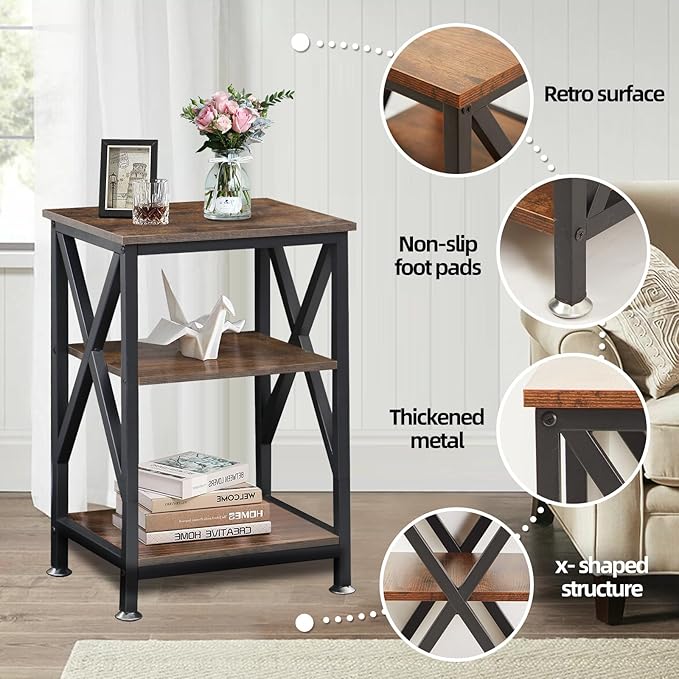 End Tables Living Room Set of 2 Farmhouse, Side Table - Image 4