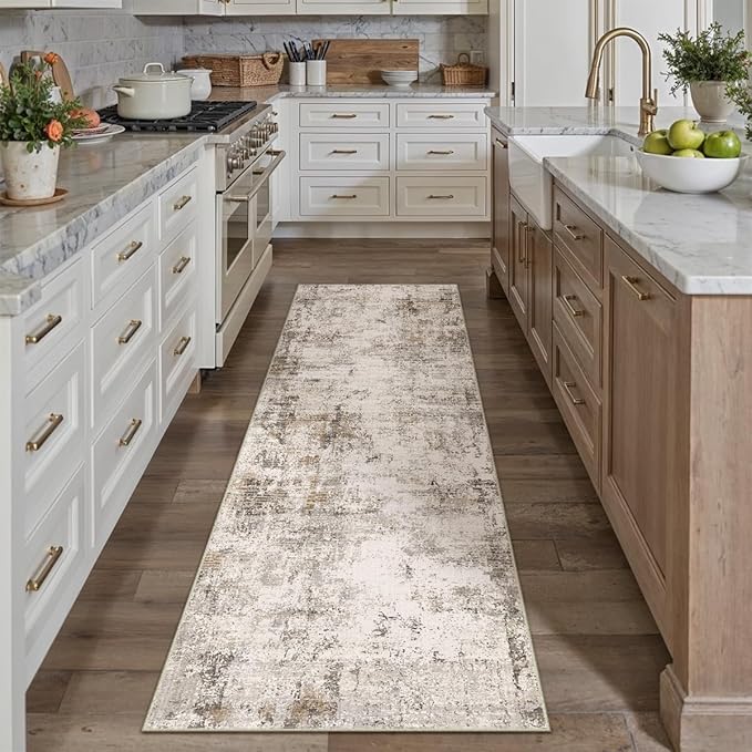 2x6 Washable Runner Rug Brown Grey Neutral Abstract Hallway Kitchen Living Room - Image 5