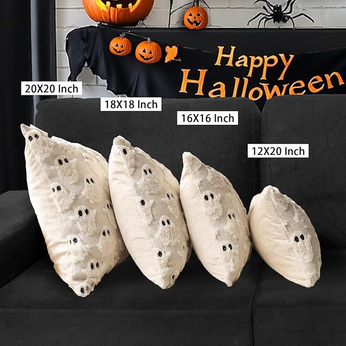 4TH Emotion Halloween Ghost Decorative Pillow Covers 16x16 Set of 2 - Image 6