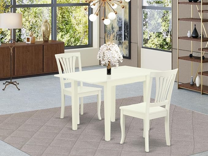 East West Furniture NDAV3-LWH-W 3 Piece Dining Set Contains a Rectangle Dining - Image 2