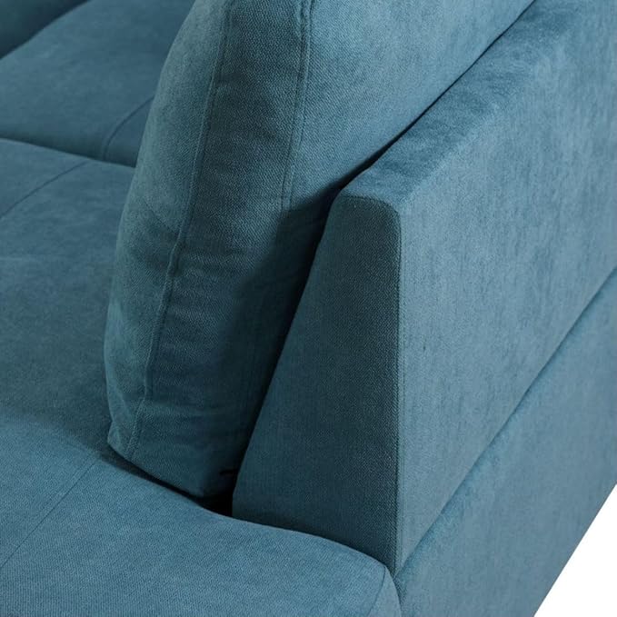 Green L-Shaped 3-Piece Flannel Sofa - Image 8