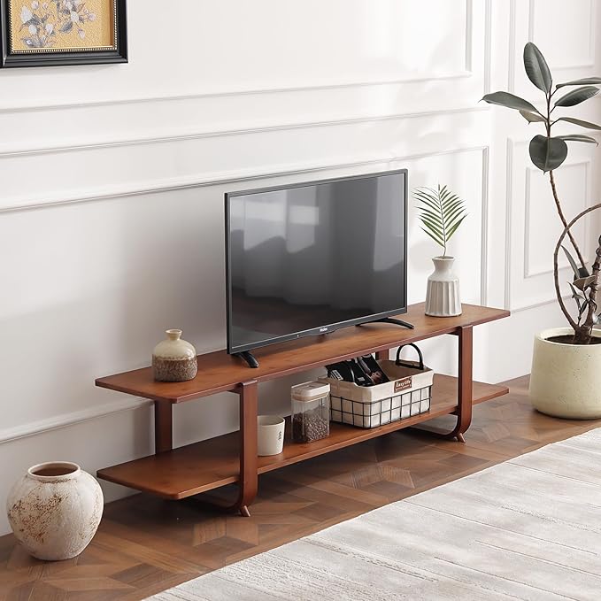 Welnow Bamboo TV Stand for Up to 65 Inch, Mid Century Modern Entertainment by LifeGetsBetterWithWelnow
