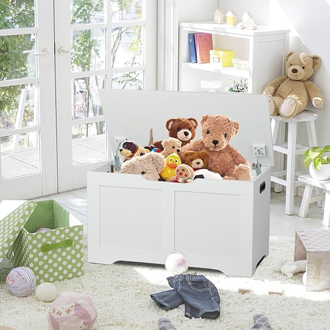 31.5" Storage Chest, Wooden Storage Bench, Lift Top Toy Chest - Image 2