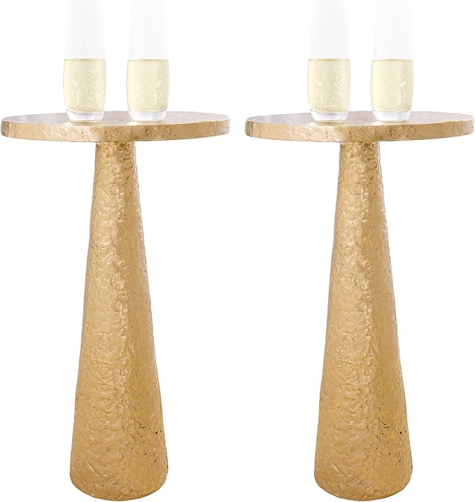 OBJET D'ART Small Round Gold End Tables, Vintage Metal Accent, Coctail and by ObjetDArt