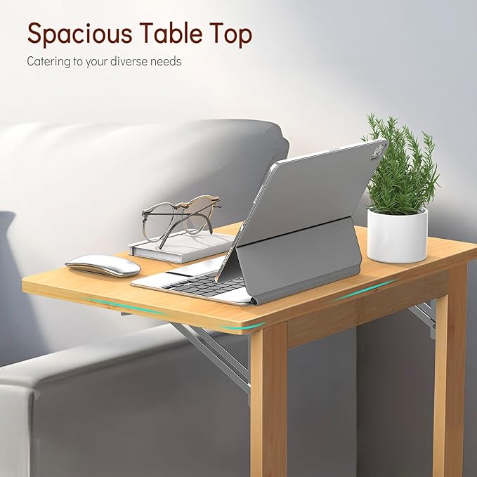 Tatub 24'' Folding TV Tray Table, Foldable C Shaped End Table Slide Under Couch - Image 8