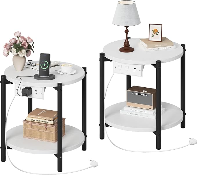 LIKIMIO Small Round End Tables Set of 2 by LIKIMIO