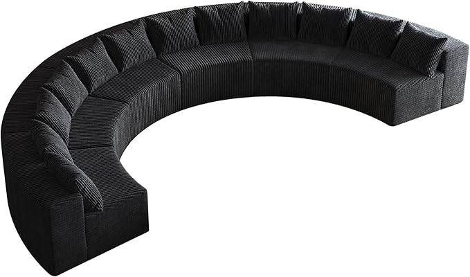 KEIKI Corduroy Curved Sectional Sofa, 6 Seater Symmetrical Modular Semi - Image 6