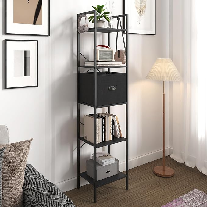 Generic 5 Tier Bookshelves, Tall Narrow Bookcases - Image 3
