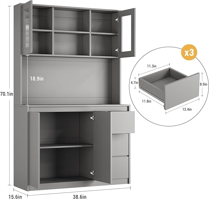 Kitchen Pantry Cabinet, Kitchen Storage Hutch - Image 2