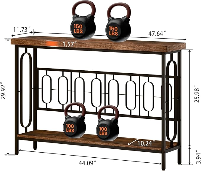 Industrial Console Table for Entryway, Rustic Console Table Behind Couch - Image 2