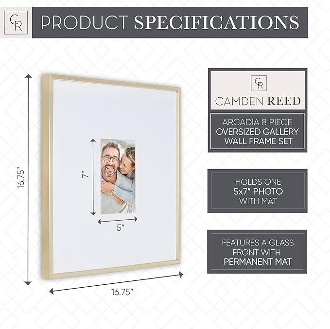 Camden Reed Arcadia 8 Piece Oversized Gallery Wall Frame, 16x20 and 16x16 Inch - Image 4